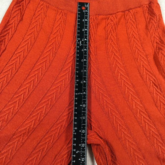 Anthropologie Pants Womens Medium Rust Orange Sweater Cable Knit Wide Leg - Picture 7 of 12